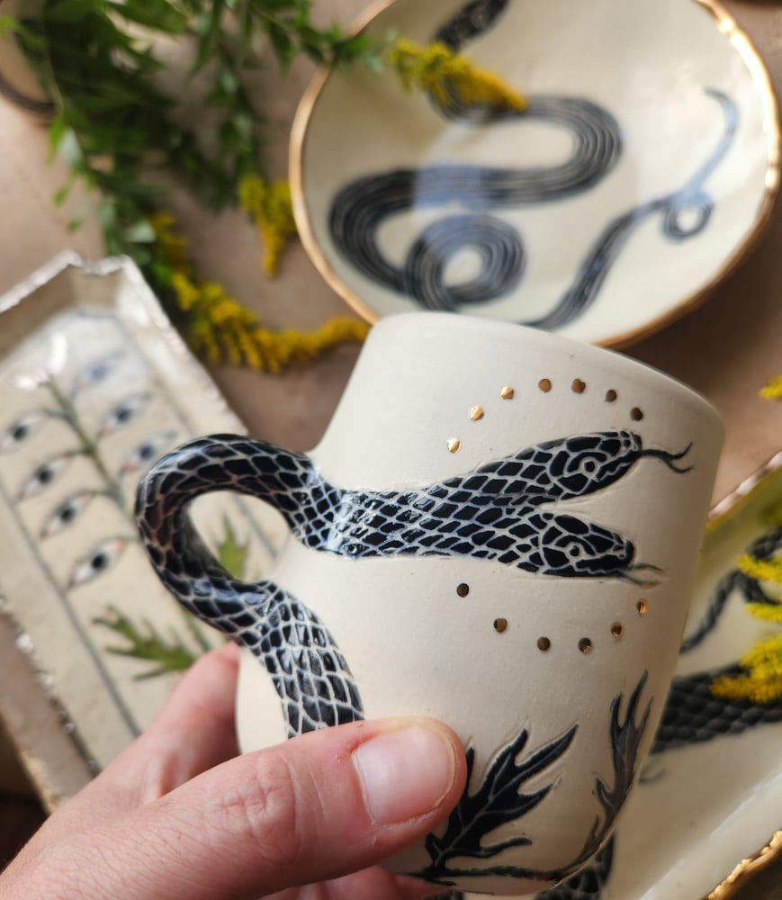 Image of Double-headed Snake mug with Carnivorous St. Lucy Flower