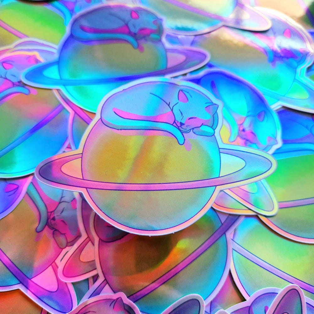 Image of Holographic Cat Planet Sticker