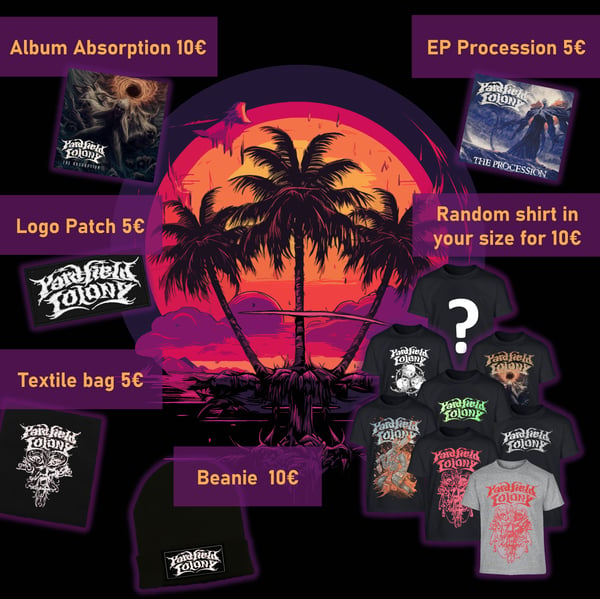 Image of CDs, Patches, Bags, Beanies, Shirts