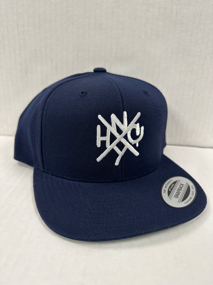 Image of The ORIGINAL NYHC New York Hardcore Snapback Hat NAVY & WHITE