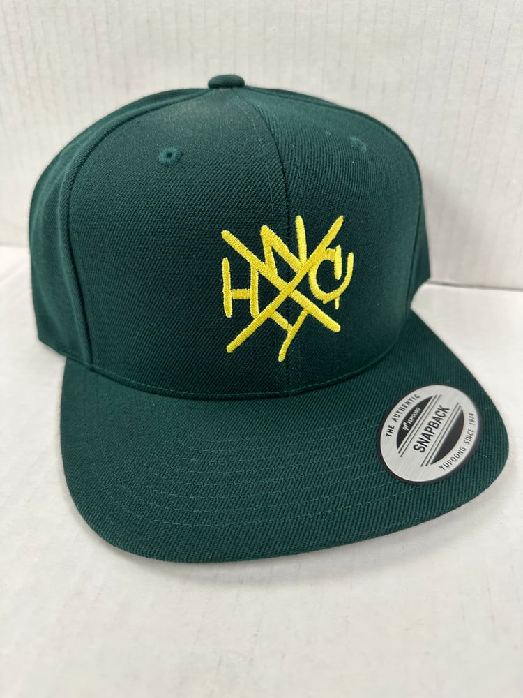 Image of ORIGINAL NYHC New York Hardcore SnapBack Hat Yellow on Green