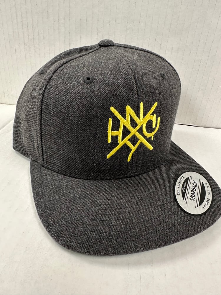 Image of ORIGINAL NYHC New York Hardcore SnapBack Hat Yellow on Grey