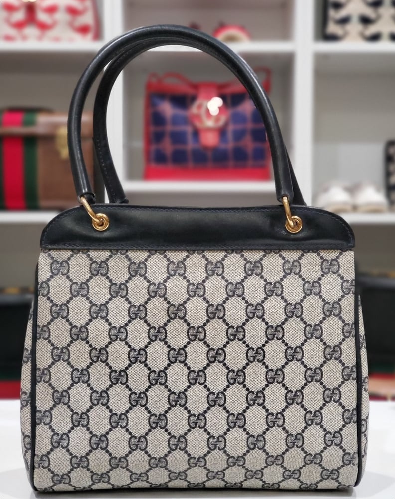 Image of Vtg Gucci Blue Monogram Handbag 