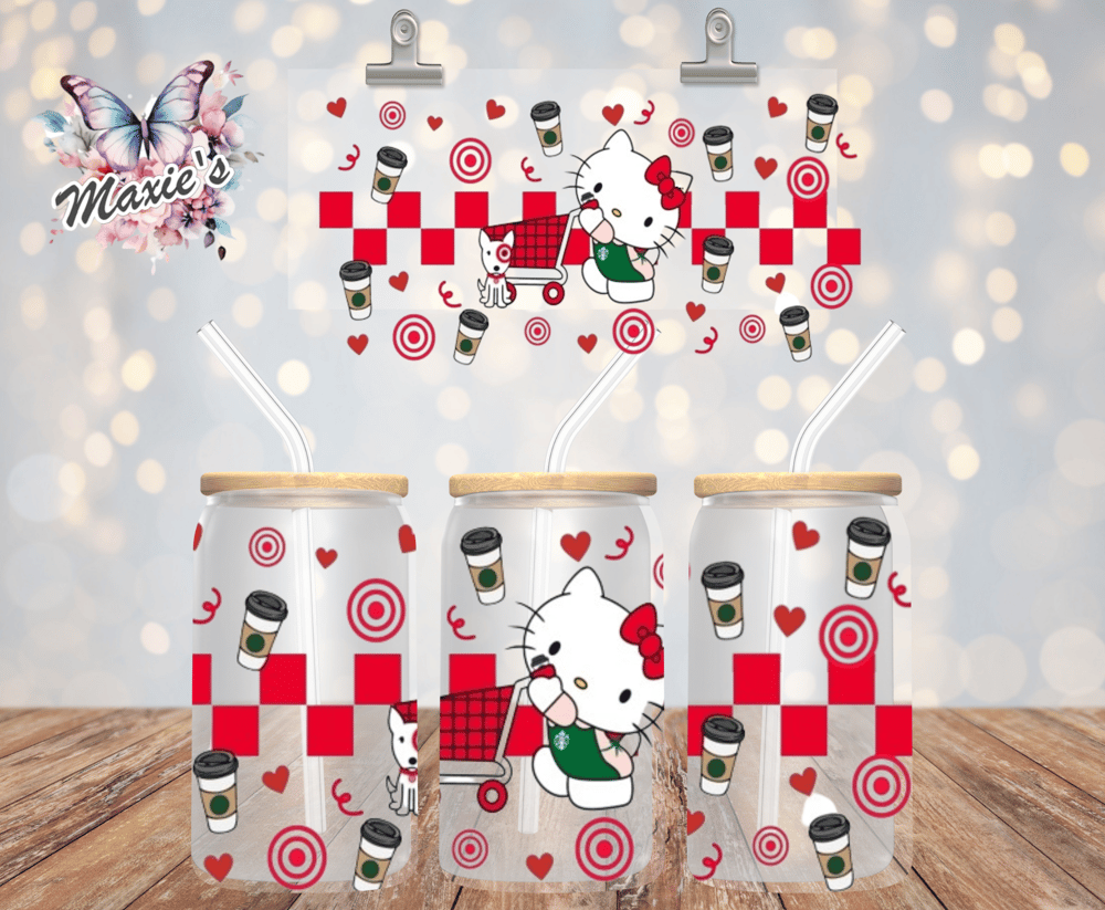 Image of Target Kitty Graphic Design 16oz. UVDTF Cup Wrap 