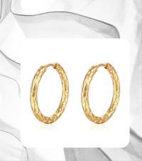 Image 2 of Textured Hoop Earrings 