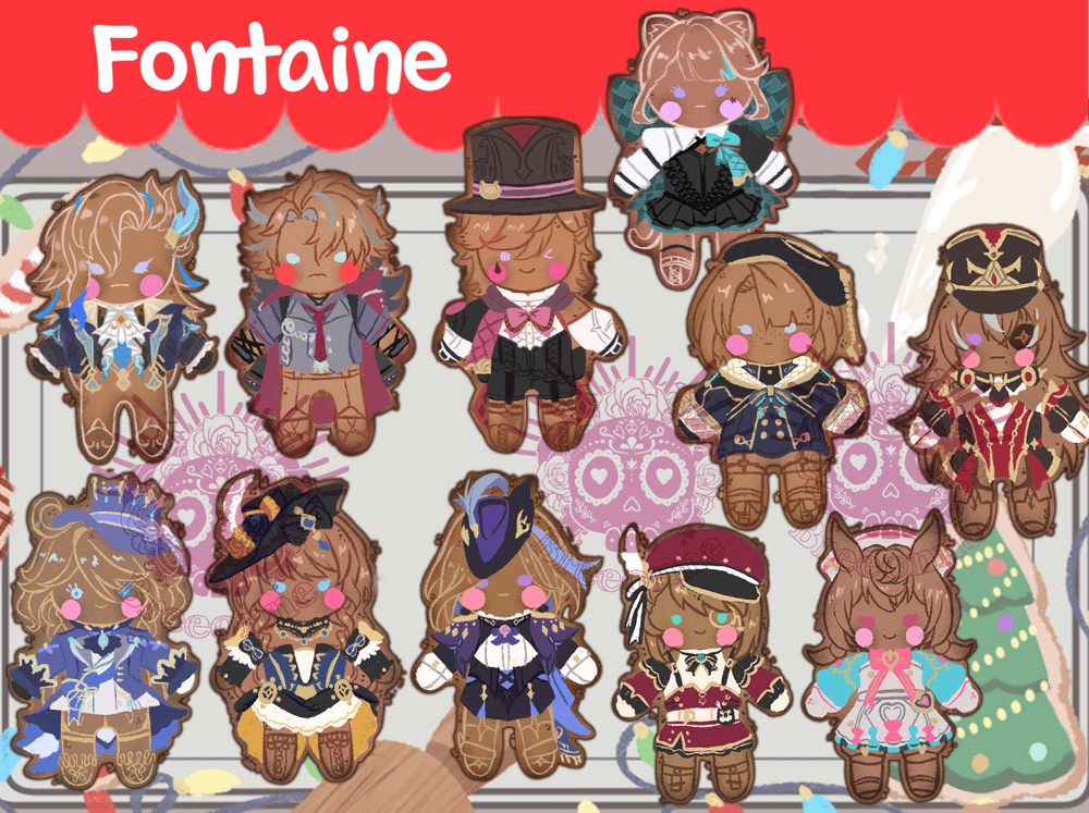 Image of Genshin Gingerbread Glitter Stickers