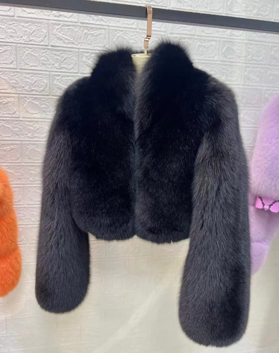 Image of Onyx Fox Fur Bomber