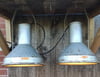 A Pair Of Vintage 'REAL' Industrial Reclaimed Ceiling Lights Classic Salvage