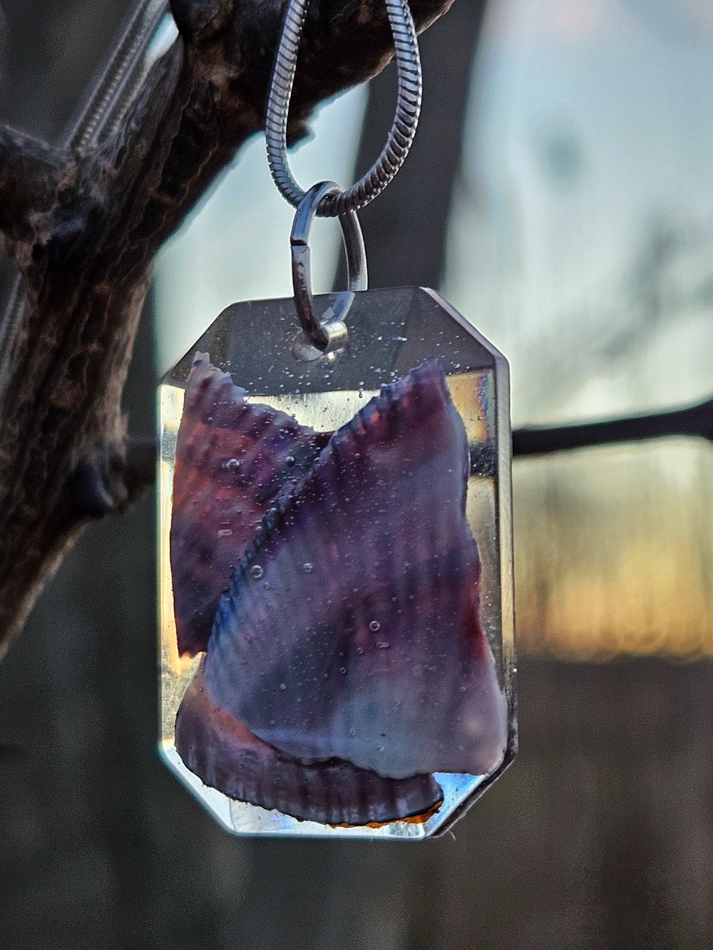 Image of Ribbed Mussel Necklace- Emerald Cut