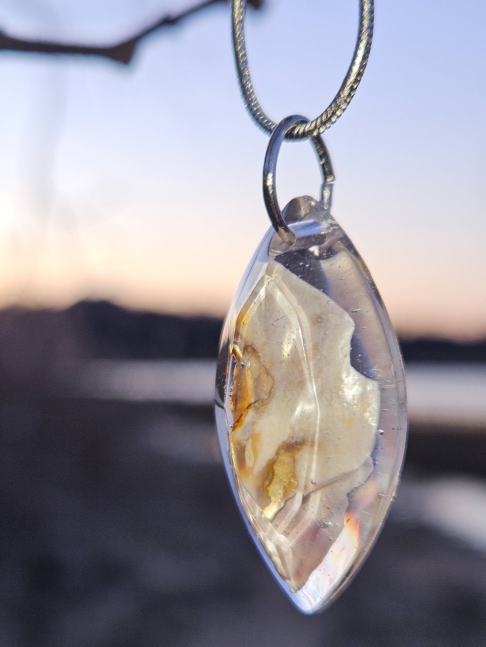 Image of Ribbed Mussel Necklace- Marquise Style