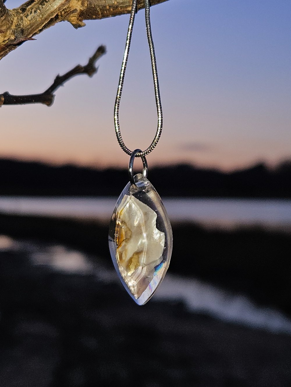 Image of Ribbed Mussel Necklace- Marquise Style