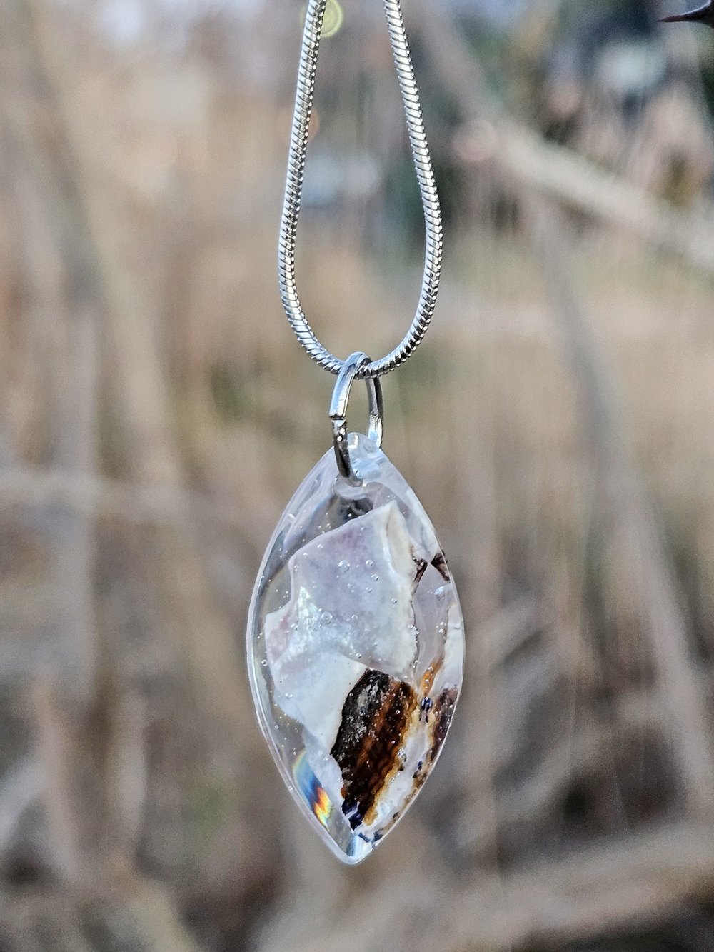 Image of Ribbed Mussel Necklace- Marquise Style