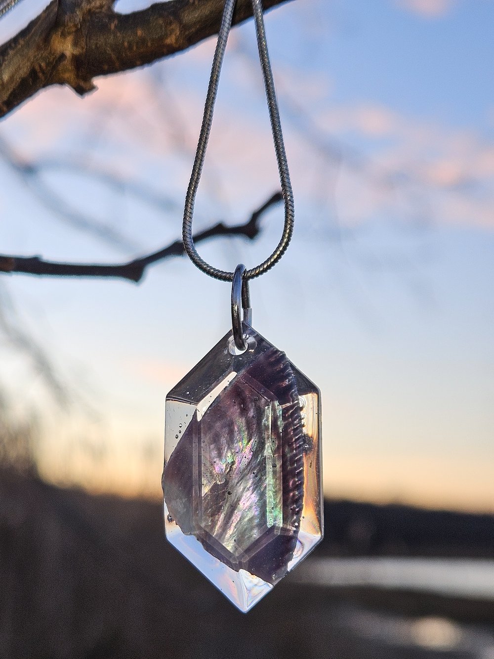 Image of Ribbed Mussel Necklaces- "Hexagon" Style