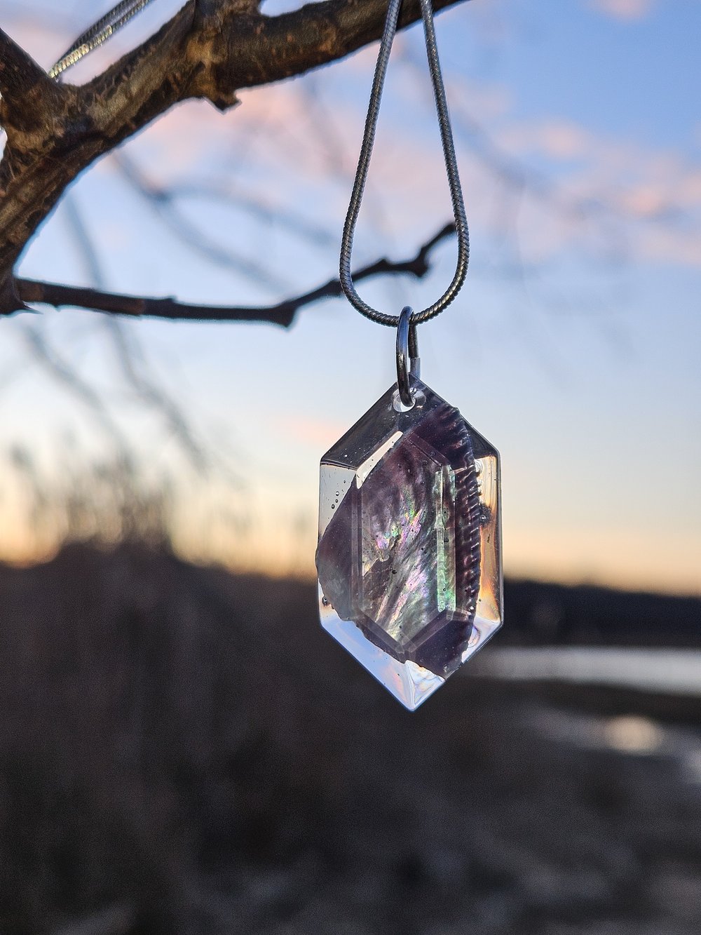 Image of Ribbed Mussel Necklaces- "Hexagon" Style