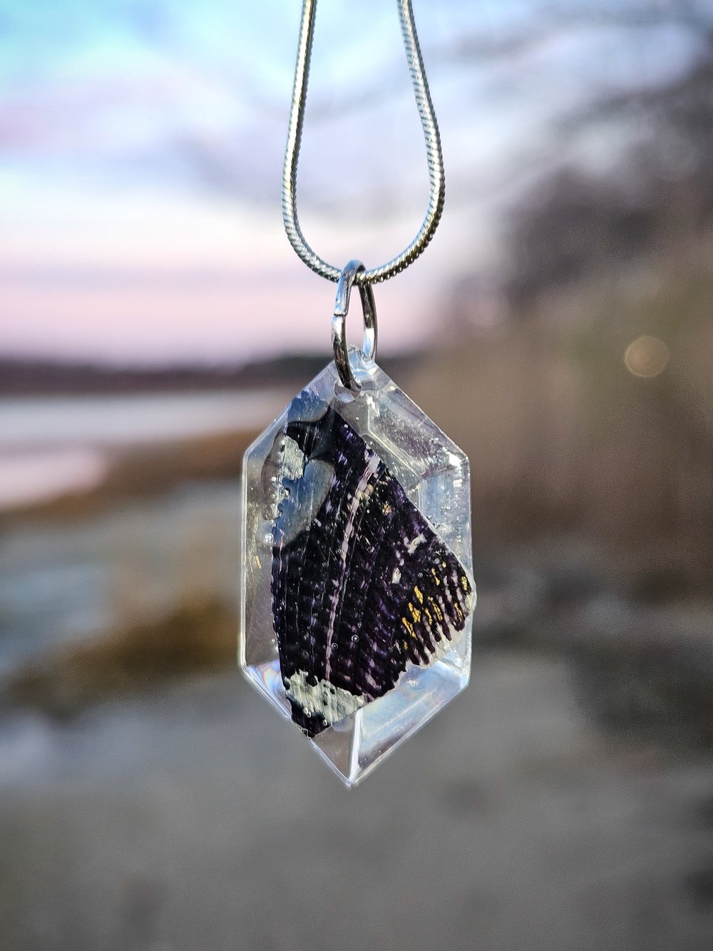 Image of Ribbed Mussel Necklaces- "Hexagon" Style