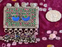Image 1 of Tribal Kuchi Pendant Blue Moon Rectangle - (TJ011)