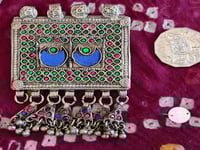 Image 2 of Tribal Kuchi Pendant Blue Moon Rectangle - (TJ011)