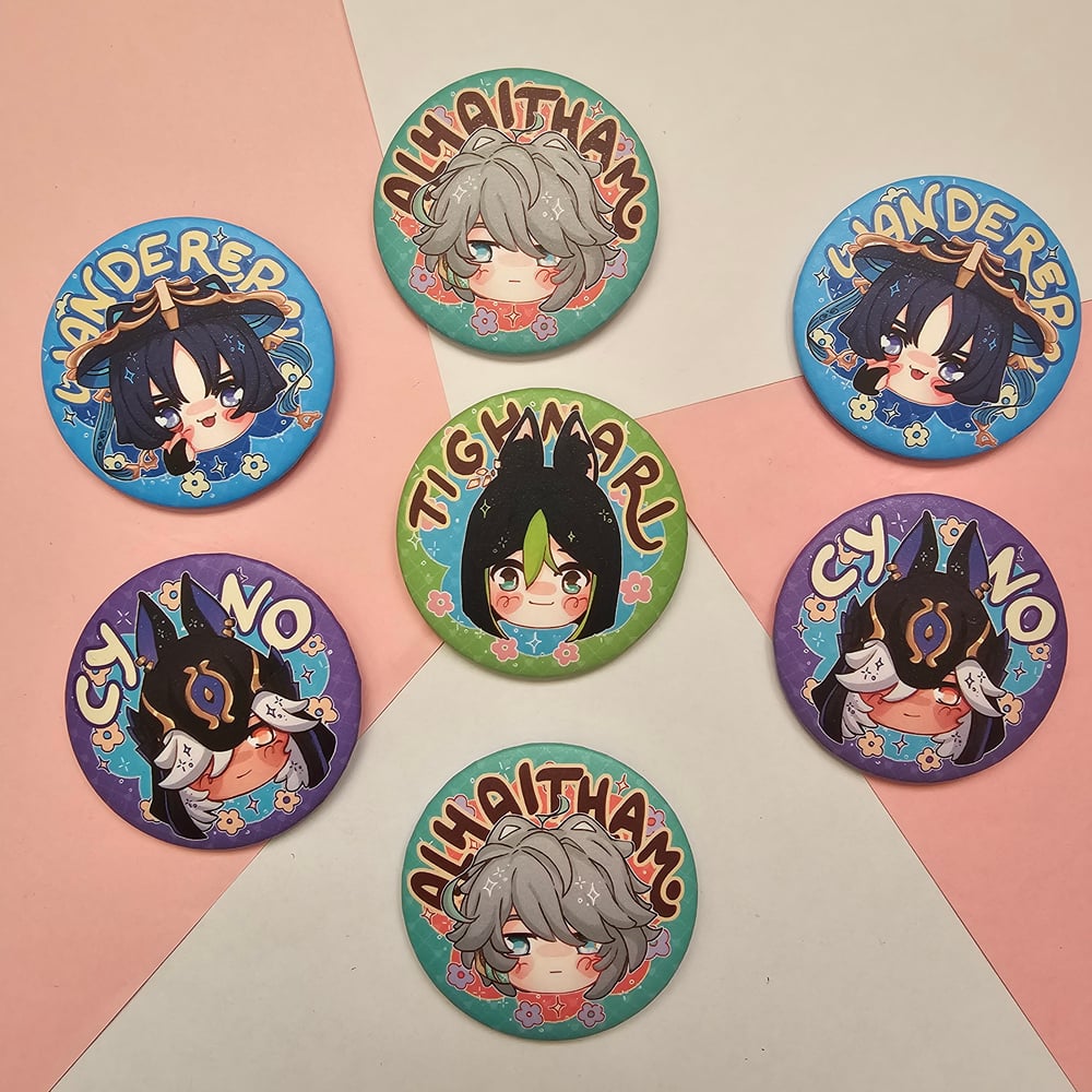 Genshin Impact - Round matte Button pins & sticker