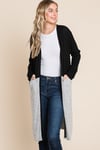 Color Block Half Duster Cardigan -Color Block -Duster -Long Sleeve -Cardigan -Relaxed Fit 