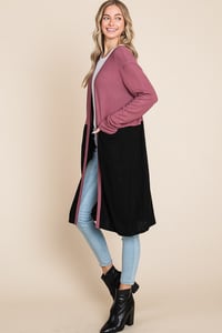 Image 2 of Color Block Half Duster Cardigan