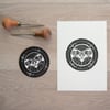 Owl original linocut print and matching coasters set