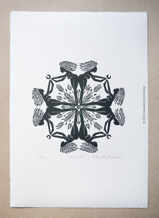 La récolte (The Harvest) Original linocut print