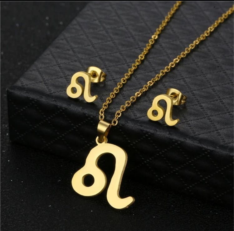 Image of Leo Zodiac Necklace and Earring Set