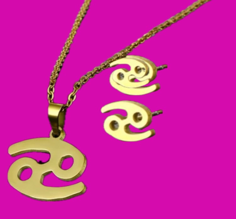 Image of Cancer Zodiac Necklace and Earring Set