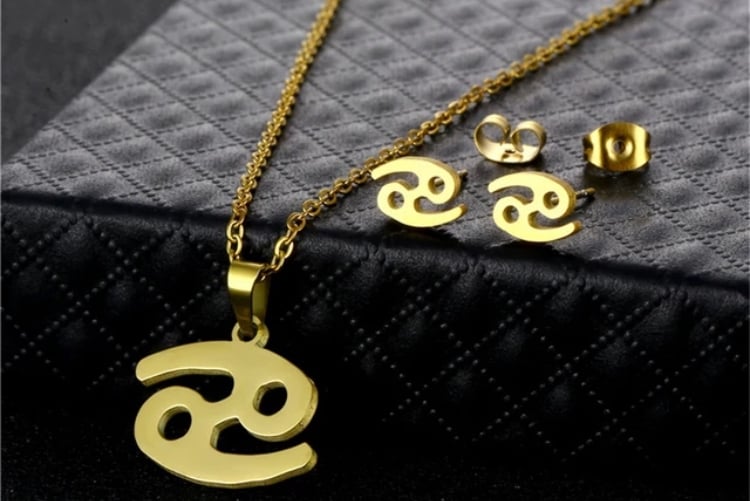 Image of Cancer Zodiac Necklace and Earring Set