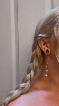 Image 4 of Long Dangly Pearl Drops (Silver)