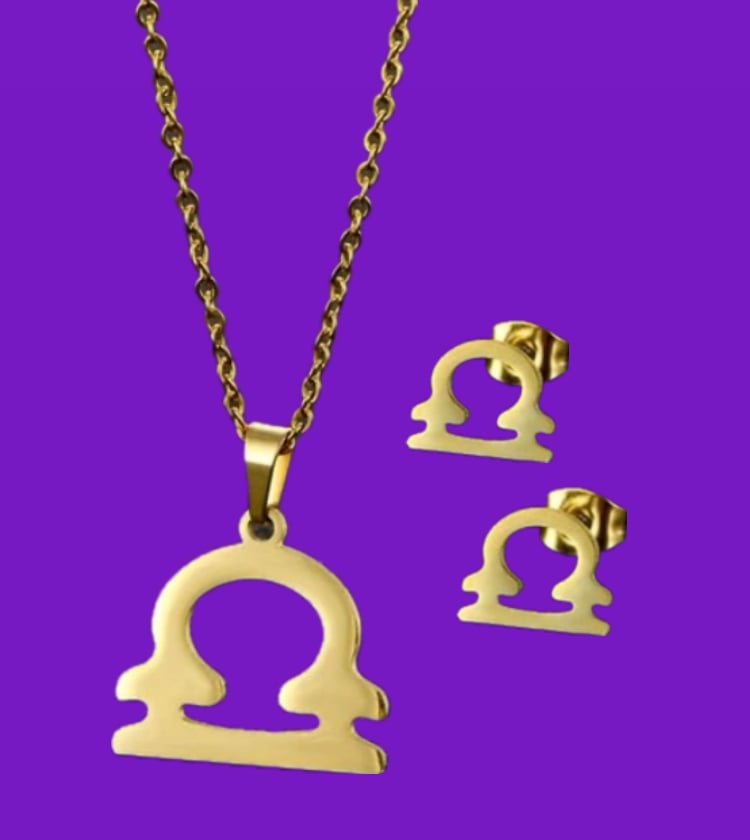 Image of Libra Zodiac Necklace and Earring Set