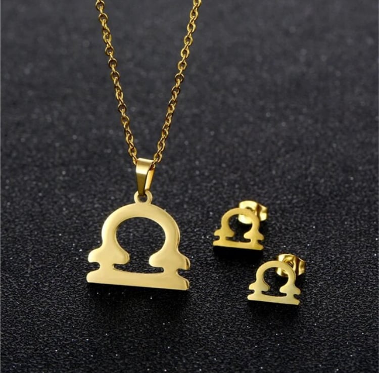 Image of Libra Zodiac Necklace and Earring Set