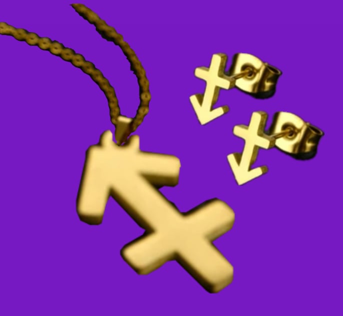 Image of Sagittarius Zodiac Necklace and Earring Set