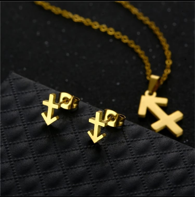 Image of Sagittarius Zodiac Necklace and Earring Set