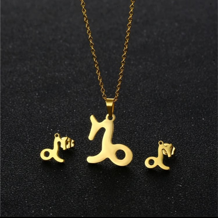 Image of Capricorn Zodiac Necklace and Earring Set