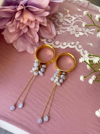 Image 1 of Blue Lace Agate Cluster Dangles (Gold)