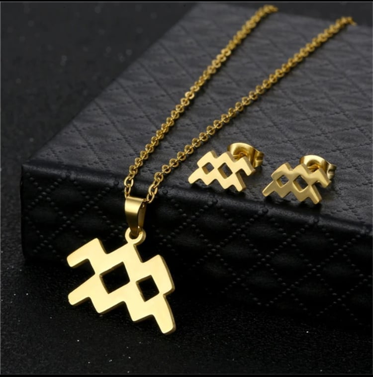 Image of Aquarius Zodiac Necklace and Earring Set