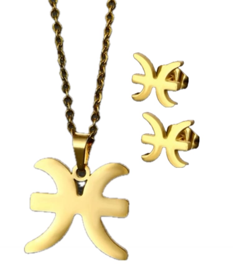 Image of Pisces Zodiac Necklace and Earring Set