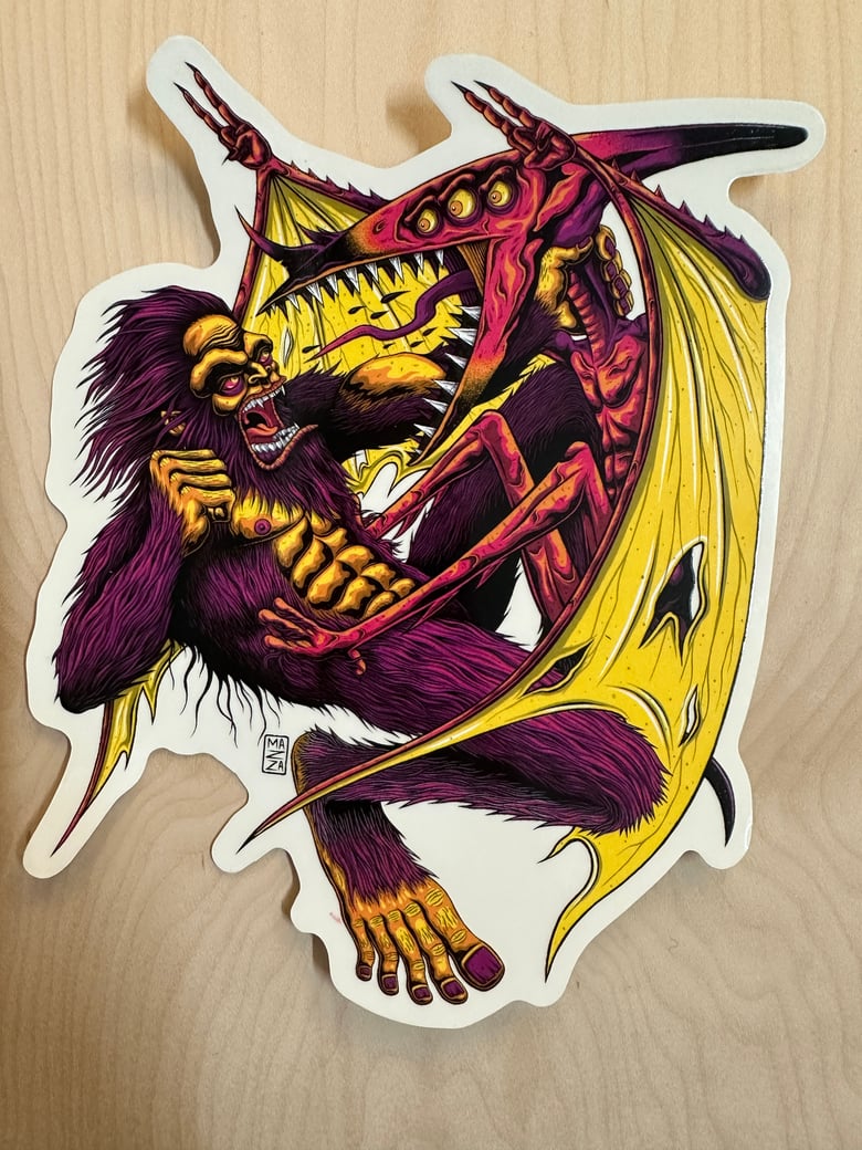 Image of Bigfoot vs Pterodactyl Giant Sticker