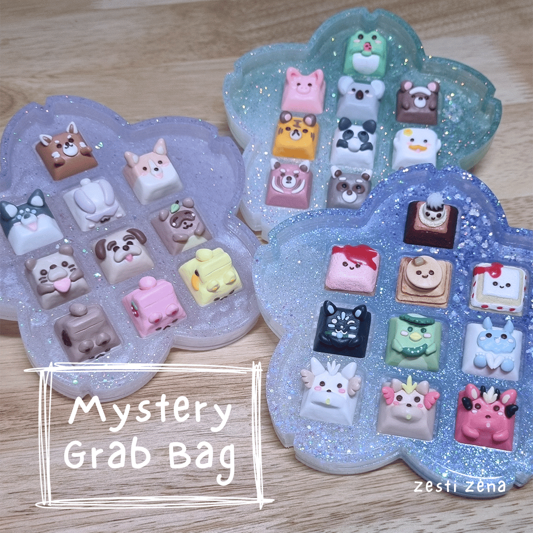 Cute Mystery Bags / Box Mystery Grab Bags A Pack of Stickers, Enamel Pins,  A6 Art Prints and Keychains Spring Present 