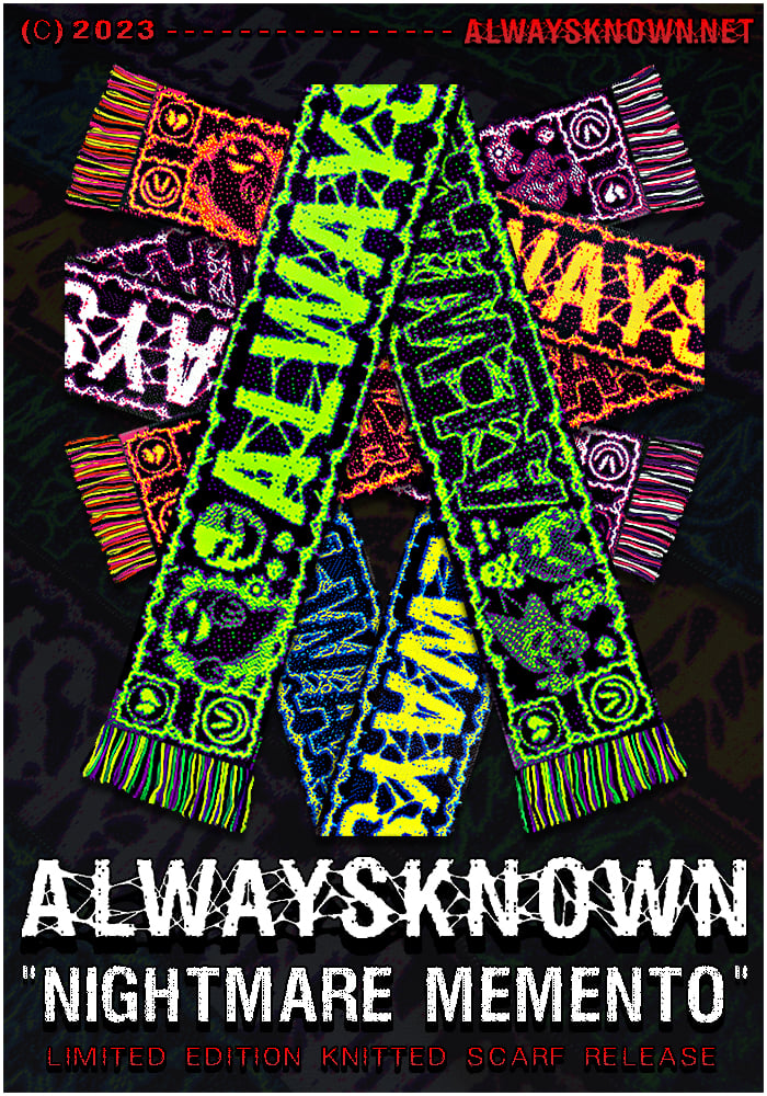 Image of ALWAYSKNOWN 'NIGHTMARE MEMENTO' Limited Edition Knitted Scarf