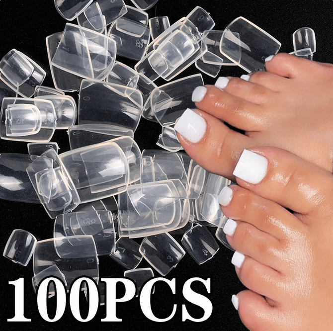 Image of Falsche Toes Nails Square White Clear 