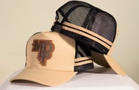 Image 2 of Khaki MDP Leather Patch Cuntry Trucker Cap