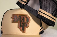 Image 3 of Khaki MDP Leather Patch Cuntry Trucker Cap