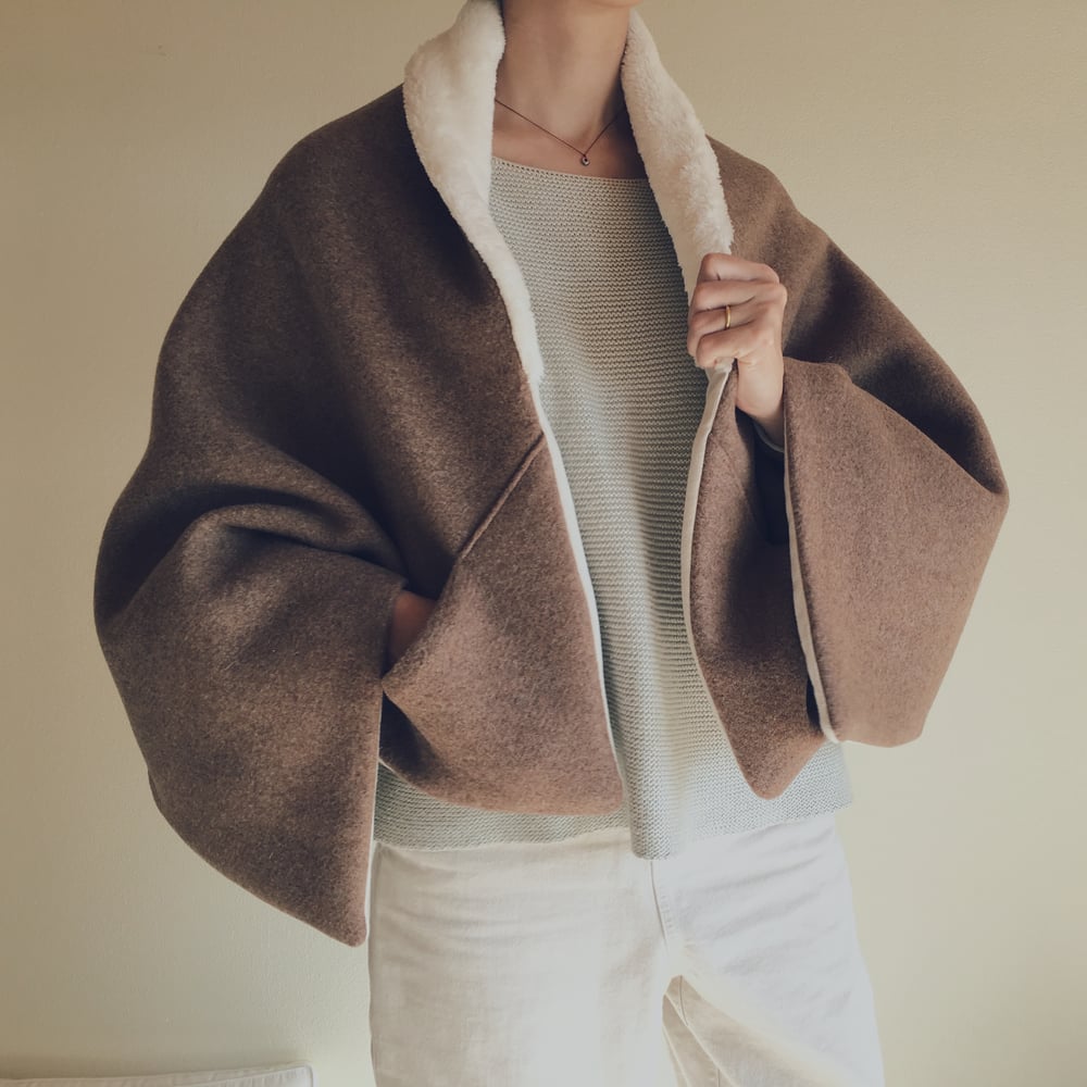 Image of shawl blanket wool & organic cotton