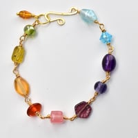 Image 2 of Multi Glass Ombre Necklace and Bracelet Set
