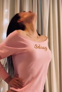 Image 2 of RESTOCK 🩷Pink & Gold “Sassy” Long Sleeve Off Shoulder 🩷🌟