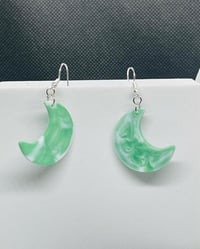Image 1 of Resin Moon shaped Handmade Earrings