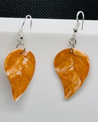 Image 2 of Resin Leaf shaped handmade Earrings