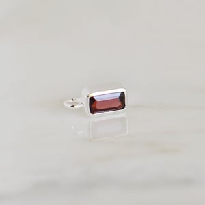 Image of Fire Red Garnet rectangular cut silver necklace